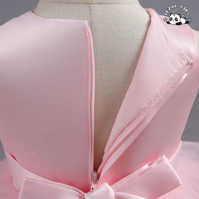 LEZONKIDS - Vestidos de renda de manga longa por atacado, vestidos formais de algodão para meninas, festas de casamento, aniversários, crianças, vestidos de meio comprimento de manga